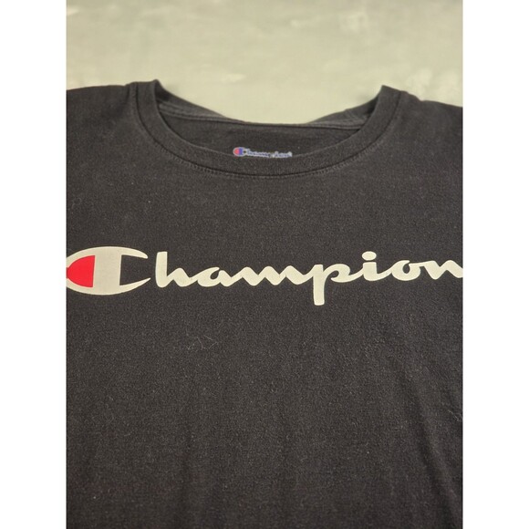Champion‎ Boys Medium Black Logo Graphic Short Sleeve Shirt - Picture 1 of 6